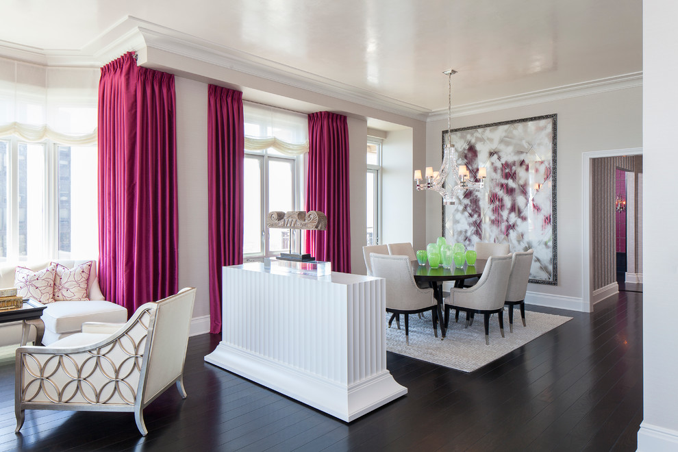 Mid-sized minimalist formal and open concept living room photo in Chicago with a concealed tv