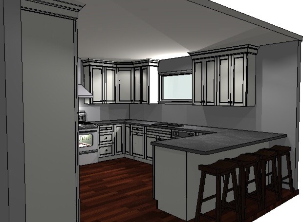 Finishing the back of a kitchen peninsula