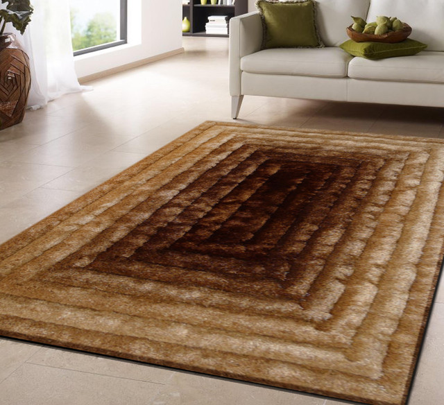 5 X8 3d Gold Brown High Quality Living Room Rug