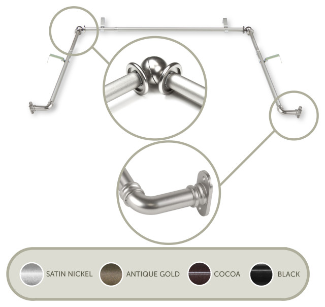 5/8" Blackout Bay Curtain Rod Traditional Curtain Rods by Rod