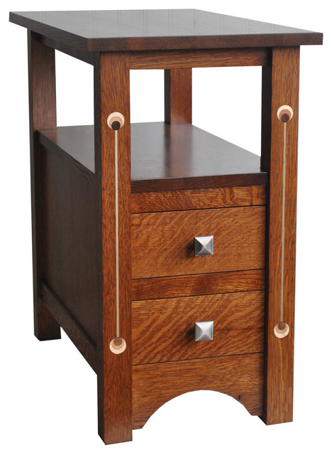 Standard Finish Renwick Chair Sidetable With 2 Drawers Side Tables Standard Finish Renwick Chair Side Table With 2 Drawers Red Oak