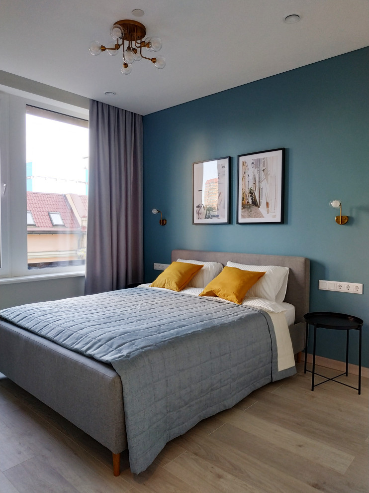 Бирюзово-желтый интерьер