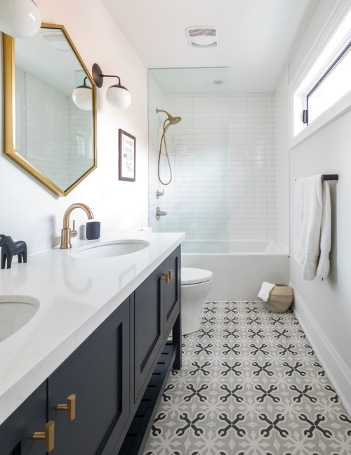 Transitional Beauty: Gray Bathroom Vanity Ideas with Brass Accents
