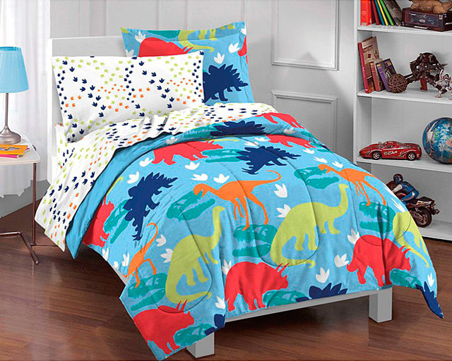 Dinosaur Prints 5-piece Twin-size Bed in a Bag with Sheet Set