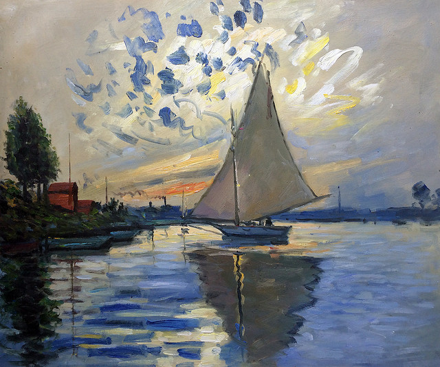 Monet - Sailboat at Le Petit-Gennevilliers - Traditional - Prints And ...