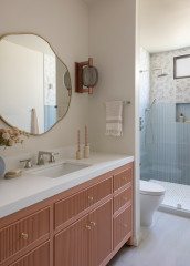 84-Square-Foot Bathroom With Soft Color and an Open Feel