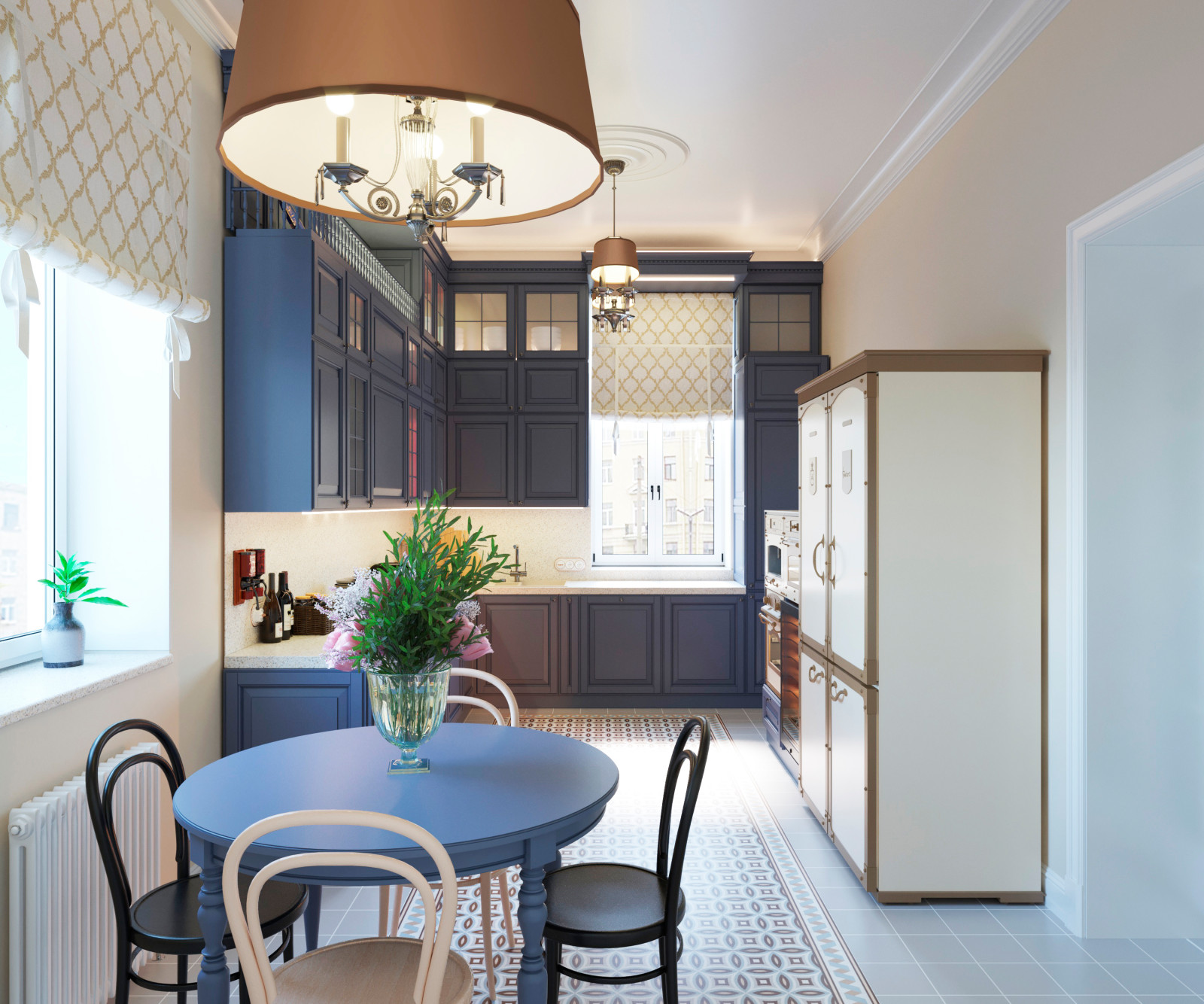 Кухня в пятикомнатной квартире в старом фонде в Санкт-Петербурге