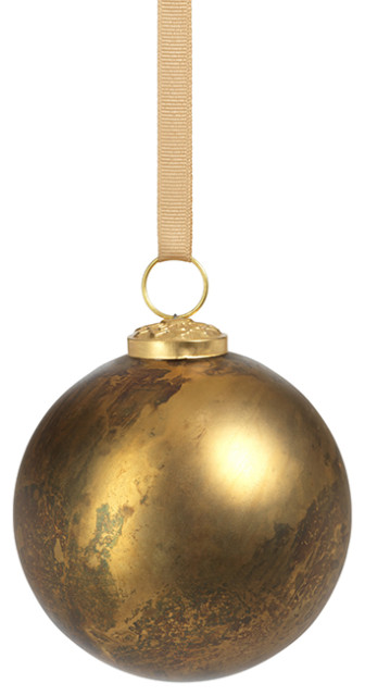 Rustic Metallic Glass Ball Ornaments, Gold, Set of 6 - Christmas ...