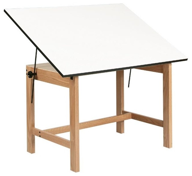 Titan Solid Oak Drafting Table without Drawer