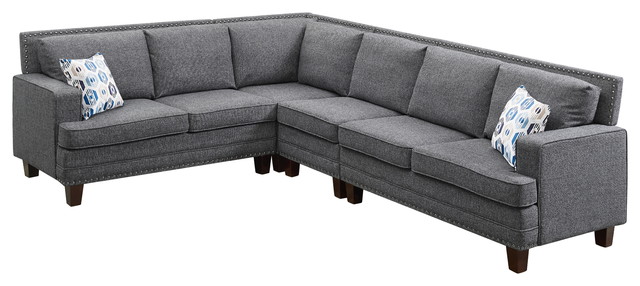 Richmond Cotton Blended Fabric Sectional Sofa Transitional Cotton Blended Fabric Sectional Sofa