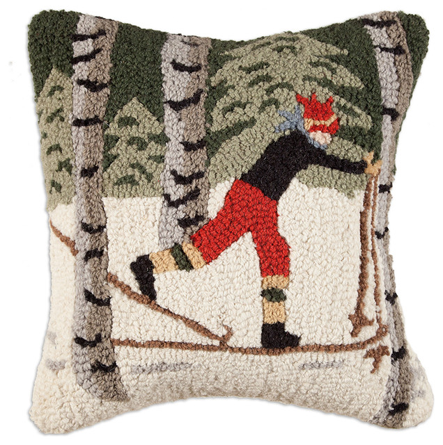 Back Country Skier In Woods 18 Pillow Contemporary Decorative