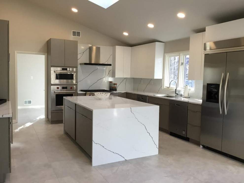 Contemporary Two Toned Kitchen and Laundry Room