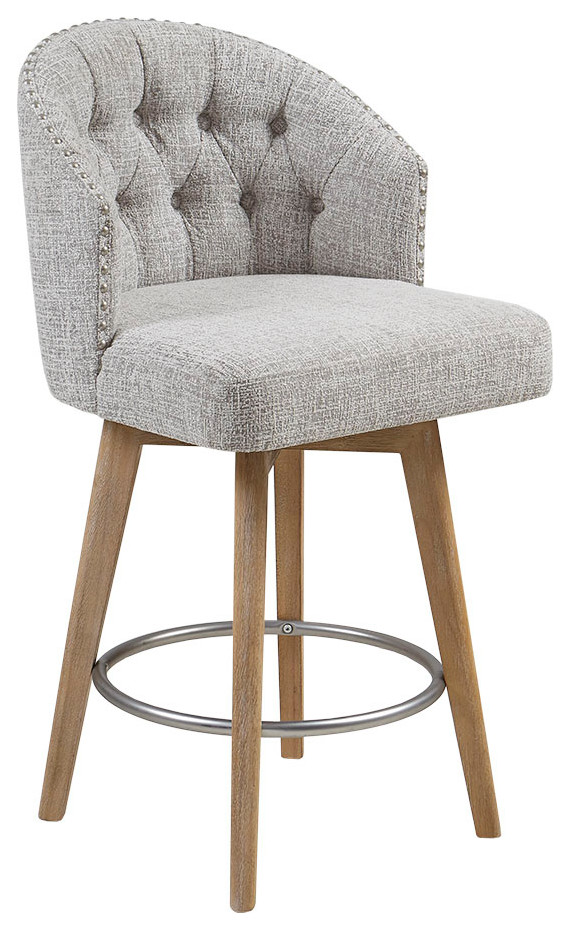 Madison Park Onyx Barrel Style Tufted Swivel Counter Stool, Grey