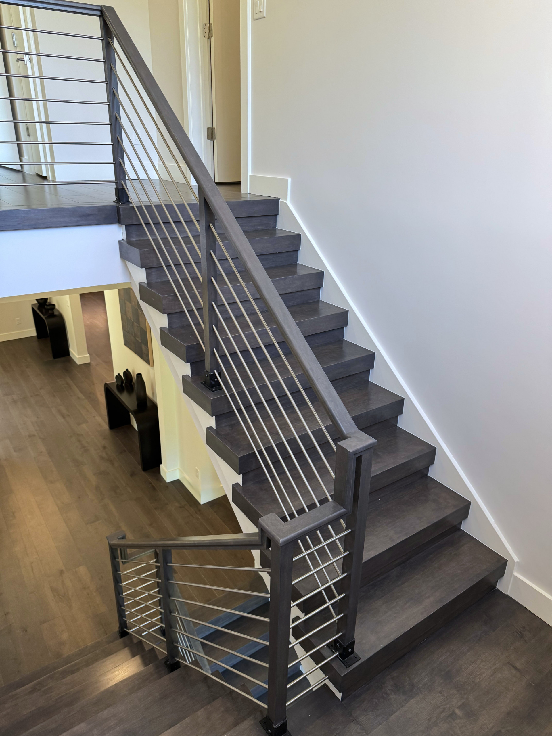 137_Transitional Maple Staircase with Stainless Steel Rail, Clifton, VA 2014