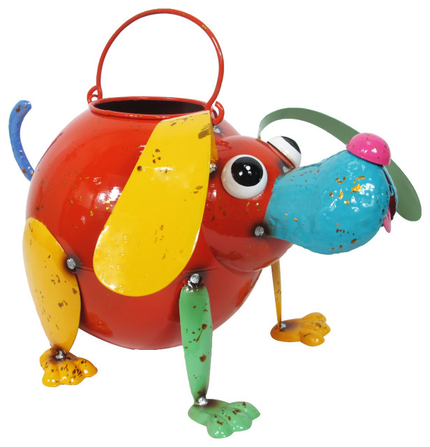Colorful Enameled Metal Watering Can Dog Contemporary Watering