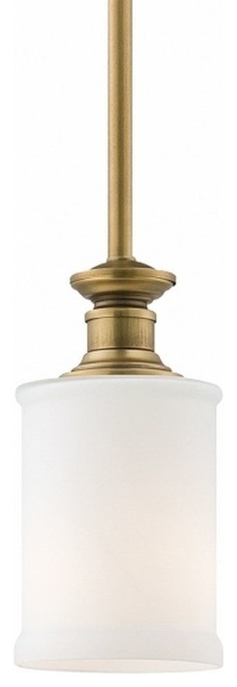 4171-249 Harbour Point 1 Light Mini Pendant In Liberty Gold W/Etched Opal Glass