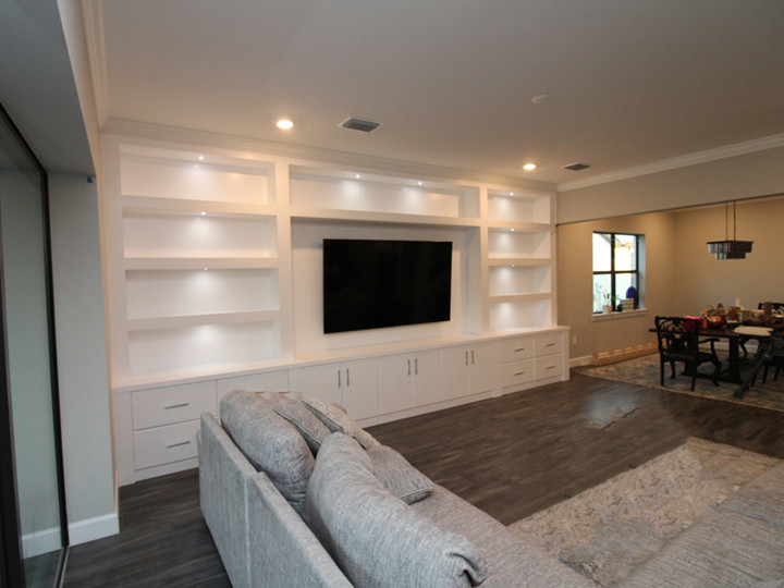 Custom BuiltIn Entertainment Center Floor to Ceiling, Wall to Wall