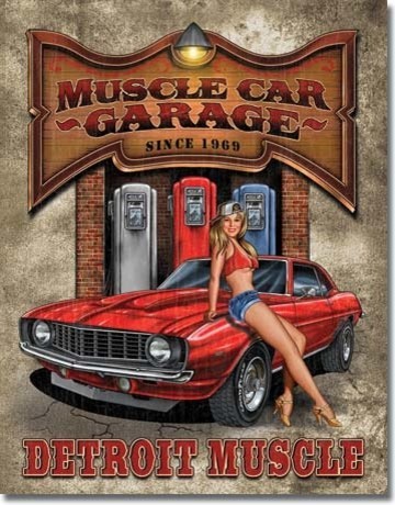Muscle Car Garage 16 x 12 Nostalgic Metal Sign