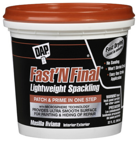 Dap® 12142 Fast 'N Final® Ready To Use Lightweight Spackling, 1 Qt, White