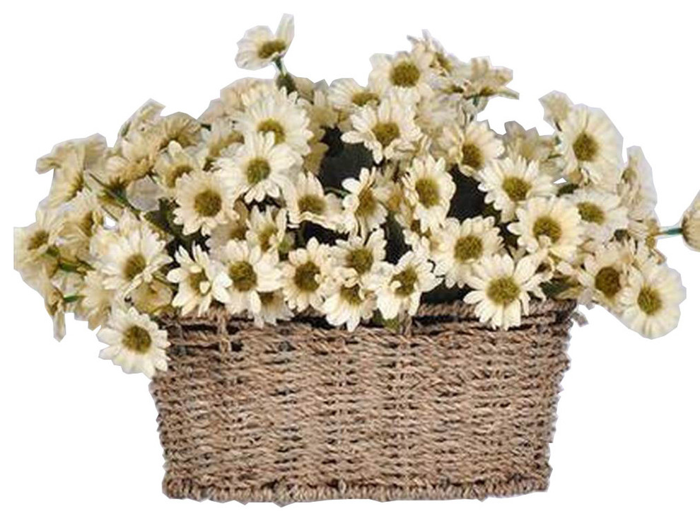 White and Green Mynse Pack of 2 Pieces Artificial Gerbera Daisy Flowers for Home Garden Decoration