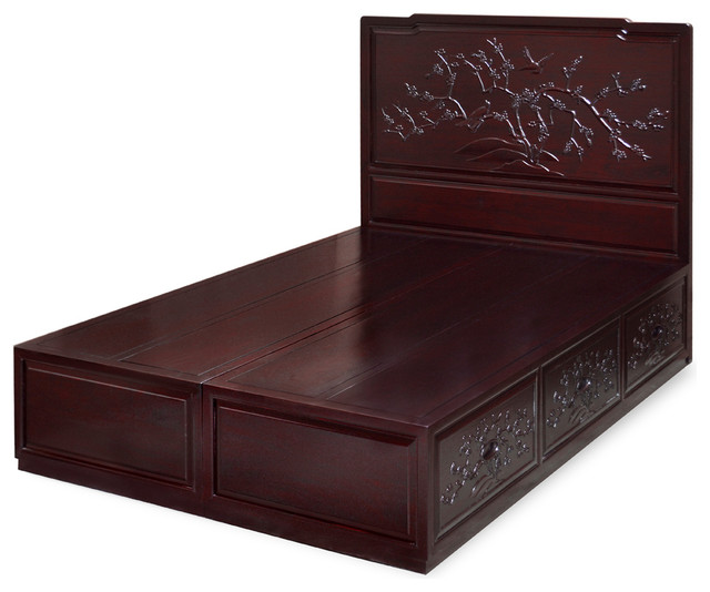 Elmwood Cherry Blossom Design Platform Bed With Drawers Queen Elmwood Cherry Blossom Design Platform Bed With Drawers Queen Asian Beds By China Furniture And Arts