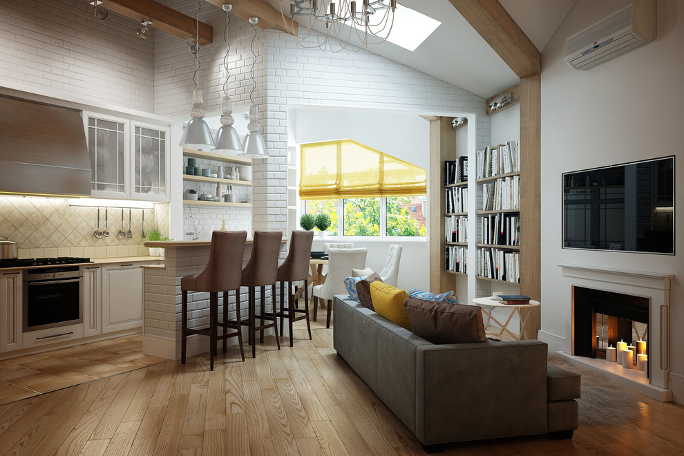 Светлый мансардный интерьер.Салтыковка