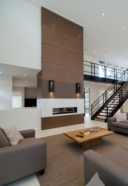 Panelled Fireplace contemporary-living-room