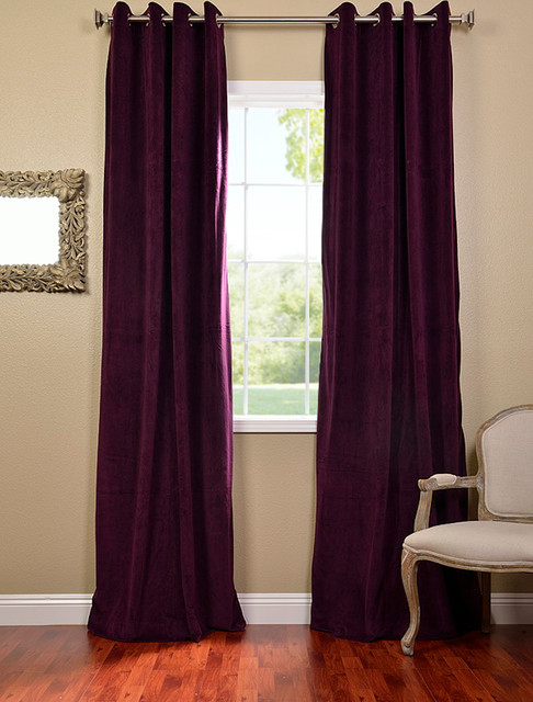 Eggplant Grommet Velvet Blackout Curtains Drapes British