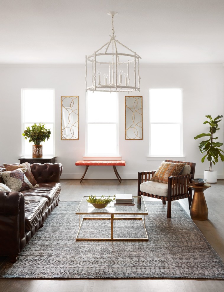 Mid-sized danish open concept living room photo in Montreal with white walls and no fireplace