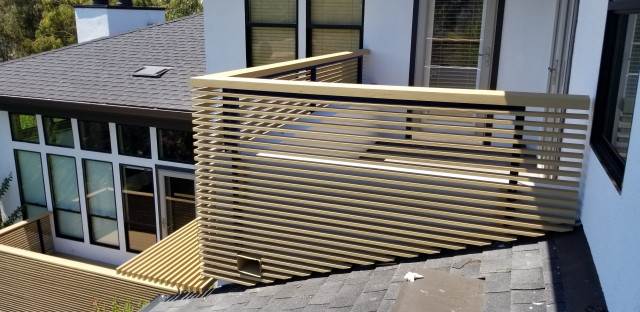 Custom wood deck railing contemporary-terrace