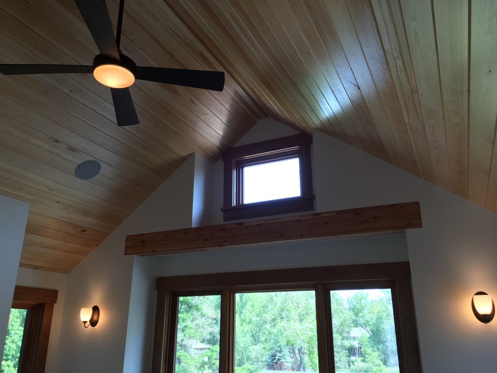 Home design - transitional home design idea in Denver with white walls
