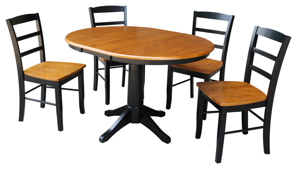 36" Round Extension Dining Table With Madrid Chairs Traditional