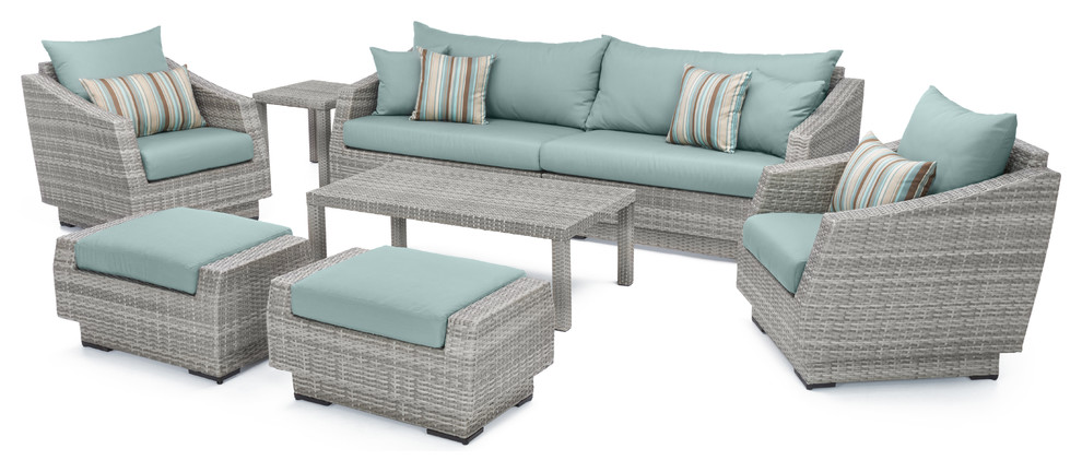 Cannes 8-Piece Outdoor Sofa and Club Chair Seating Set by RST Brands, Mint