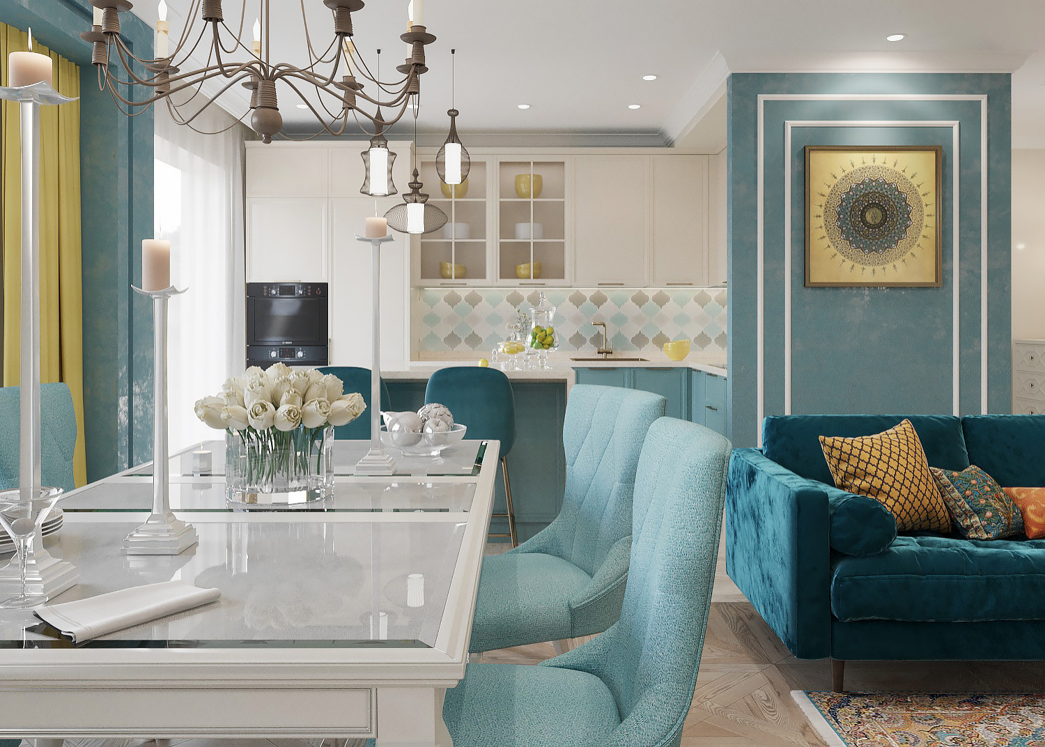 Гостиная с кухней-столовой. г. Челябинск.