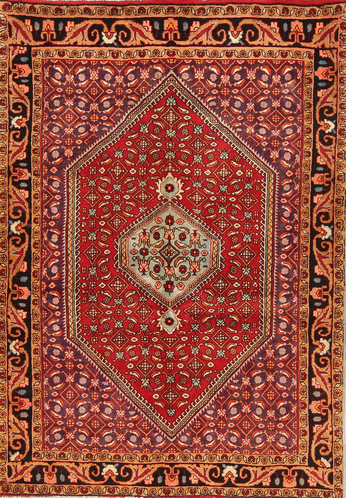 Consigned, Bidjar Geometric Persian Handmade Oriental Area Rug, Red, 5