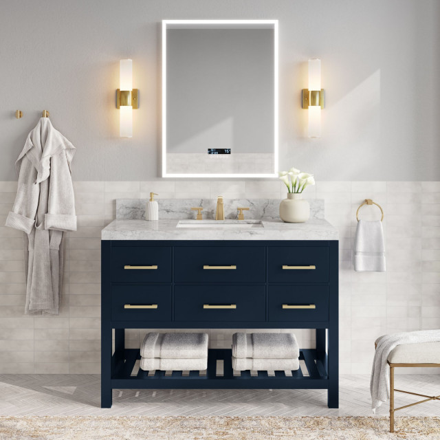 Arcadia Bath Vanity, Heritage Blue, 48", Gold Hardware, Single, Freestanding