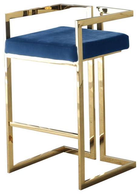 Luxe Blue/Gold Bar Stools (Set of 2) - Contemporary - Bar Stools And