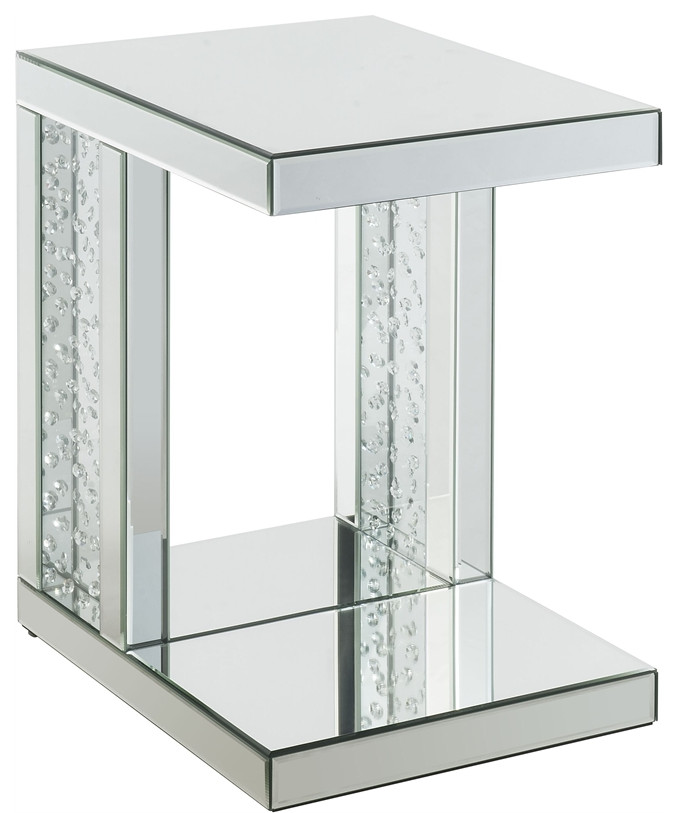 Accent Table, Mirrored and Faux Crystals Inlay Contemporary Side Tables And End Tables by