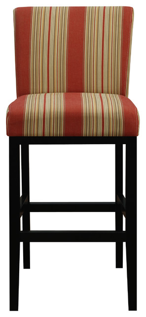 Portfolio Orion Red Stripe Upholstered 29-inch Bar Stool