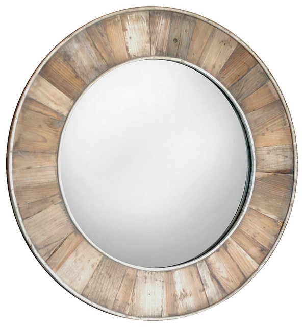 Tavern Rustic Lodge Reclaimed Pine Natural Wax Framed Round Mirror Tavern Rustic Lodge Reclaimed Pine Natural Wax Framed Round Mirror