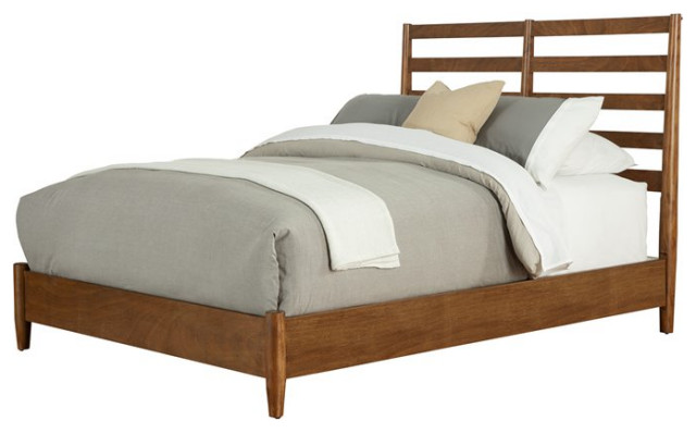 Alpine Furniture Flynn Standard King Bed Slat Back Headboard In Acorn Brown Midcentury Panel Beds By Homesquare Houzz