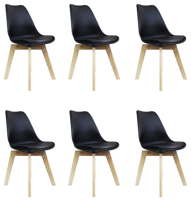 Scandi Wood X Dining Chair, Black, Set of 6
