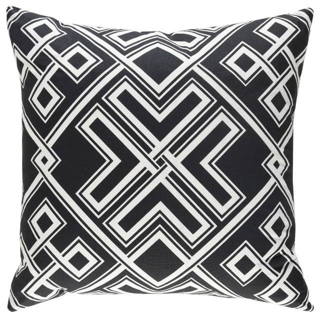 Bohemian, Global Black and White Accent Pillow, 18  x18