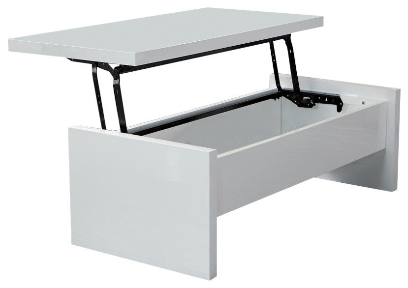 Modern Glossy Lift Top Coffee Table White Contemporary
