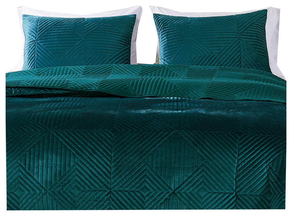 Greenland Riviera Velvet Pillow Sham, Teal, Standard 20x26 inch