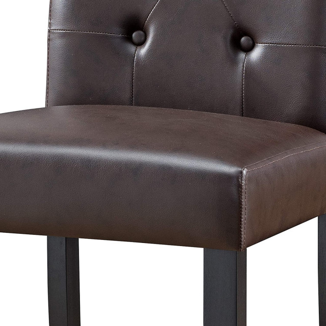 Leatherette Dining Chair with Tufted Back, Set of 2, Espresso Brown ...