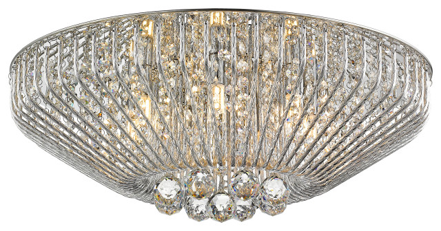 Crystal Droplets Flush Mount Wall light with smoked glass finish 