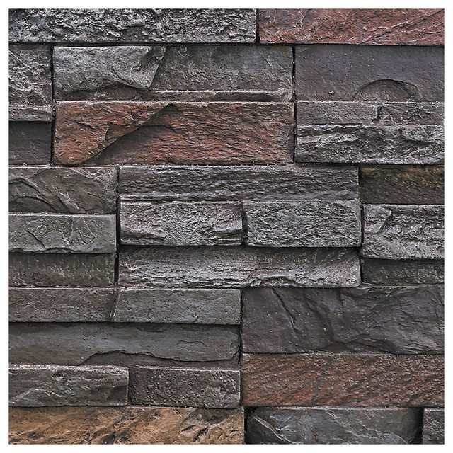 SAMPLE - Faux Stacked Stone Wall Panel - Almond - Traditional - Wall