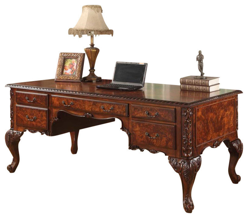CDExecutive Traditional Office Desk With Hand Carved Designs