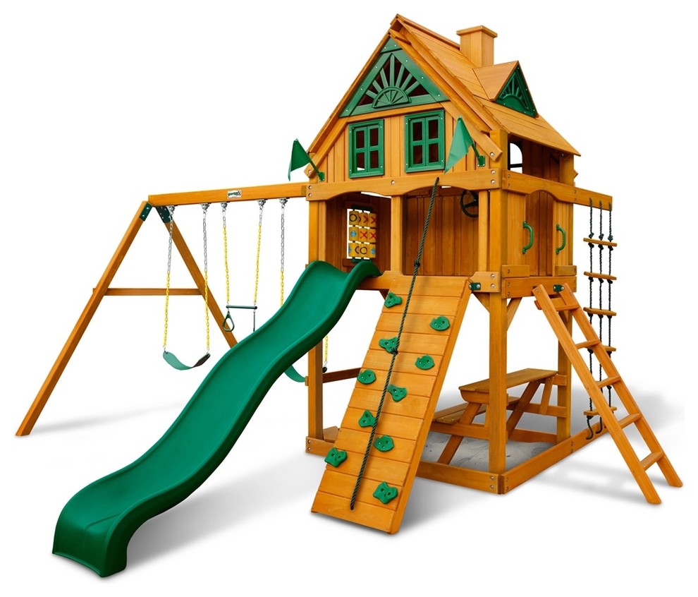 Gorilla Playsets Chateau Treehouse Swing Set With Amber Posts